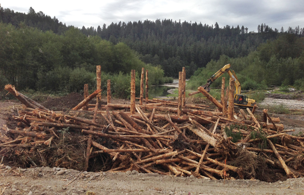 Final touches on log jam