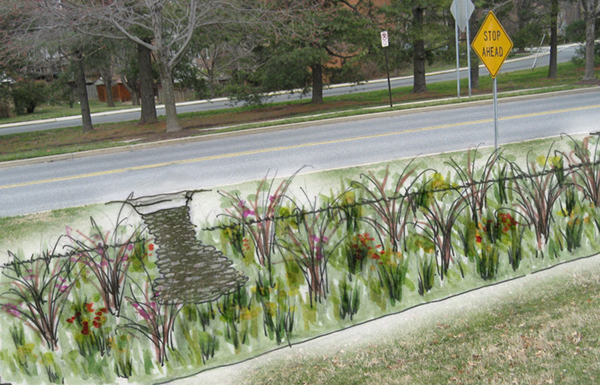 Conceptual rendering of proposed curbside bioretention retrofit
