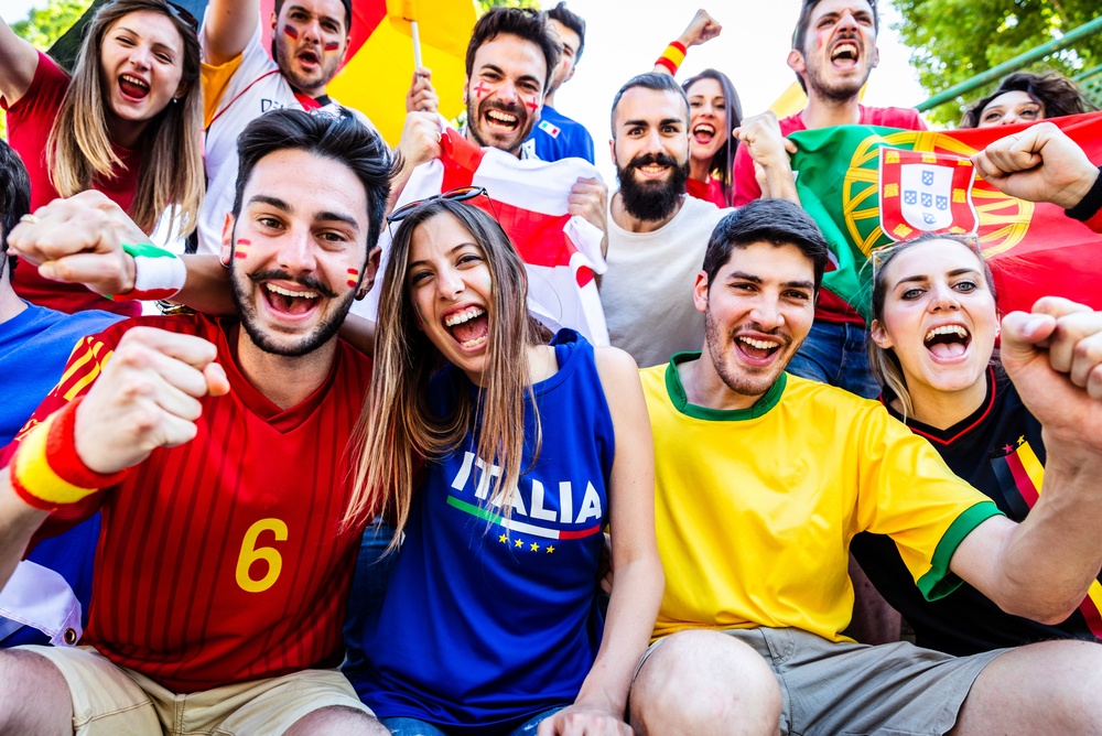 Shutterstock. multinational soccer fans