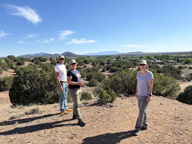 Biohabitats Southwest Basin & Range team members Olin Christy, Erin English, and Shayla Woodhouse visit a project site in New Mexico